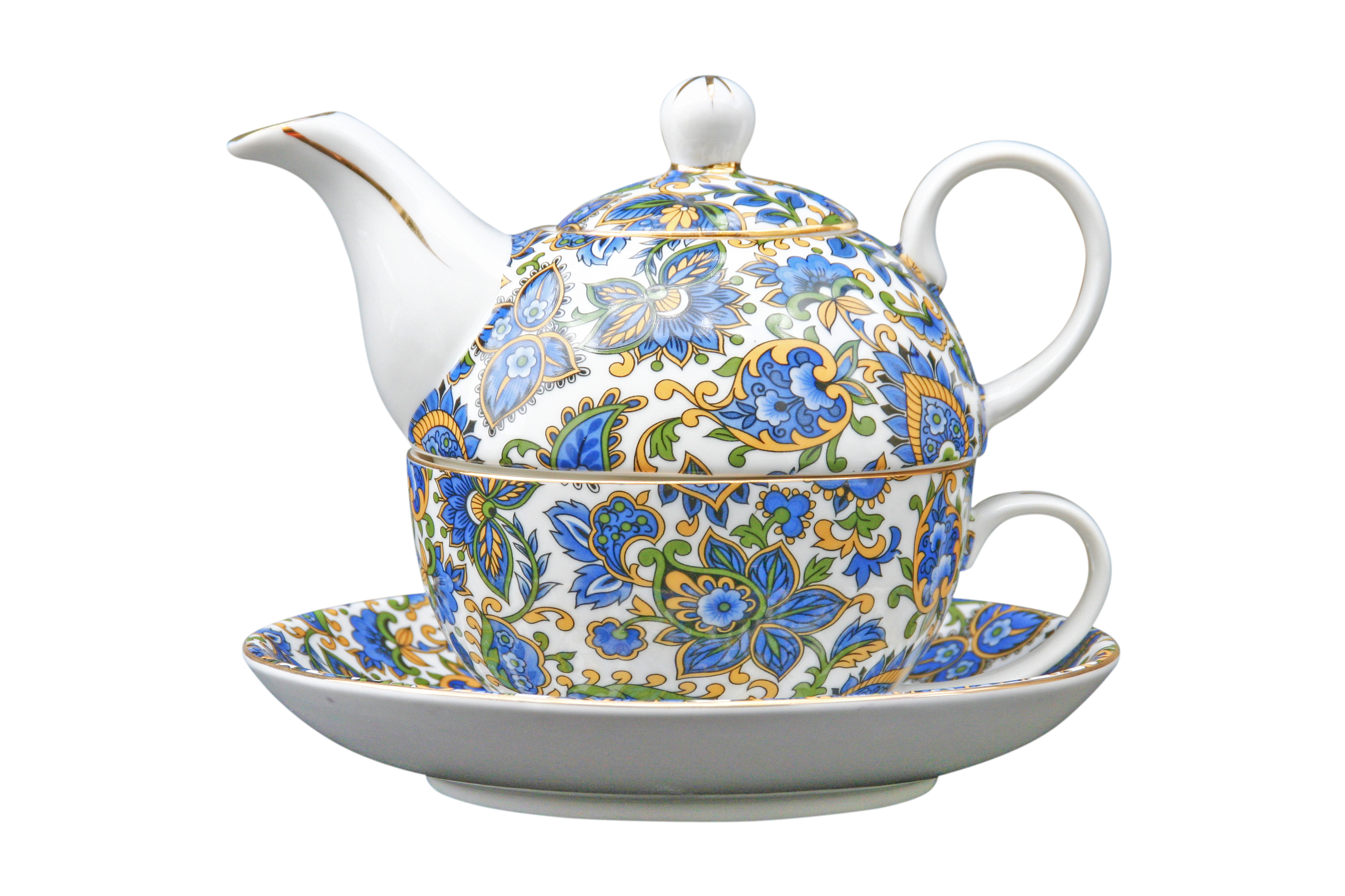 Paisley Blue tea for one set (no saucer)